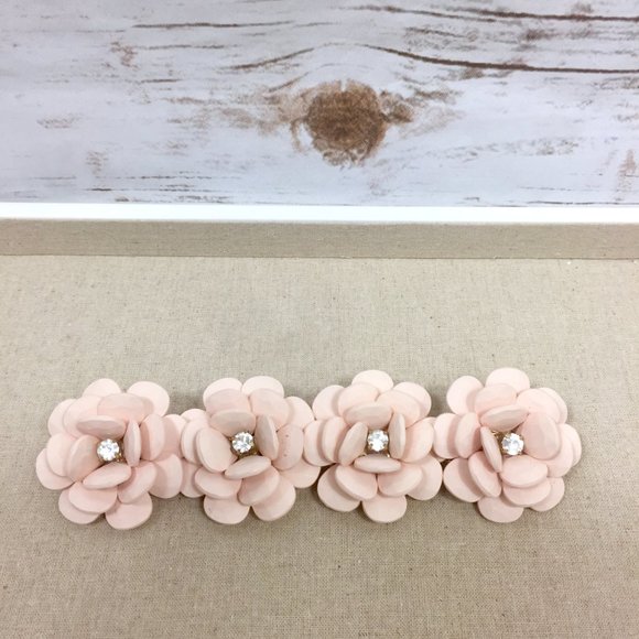 J Crew Pale Pink Rose Flower  Statement Bracelet - Picture 11 of 12